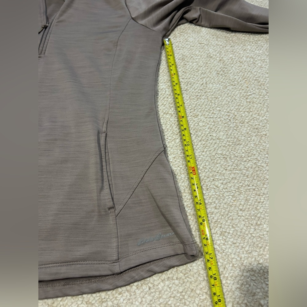 Eddie Bauer Women’s Large Quest Flex 1/4-zip Pullover Taupe Thumbholes Cozy - Picture 15 of 16